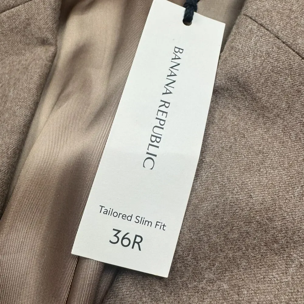 NWT Banana Republic Mens Tan Wool Blazer Sport Coat Super 110s 36R $450 MSRP